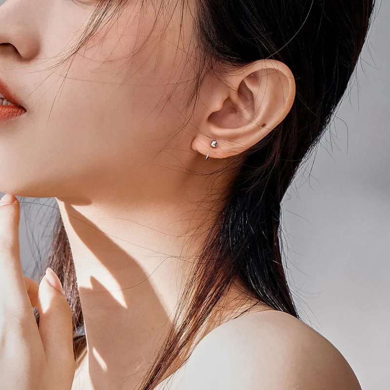 (slika za) Srebrni majhni kroglični uhani v slogu Pandora - SCE782-A - Ogled 6