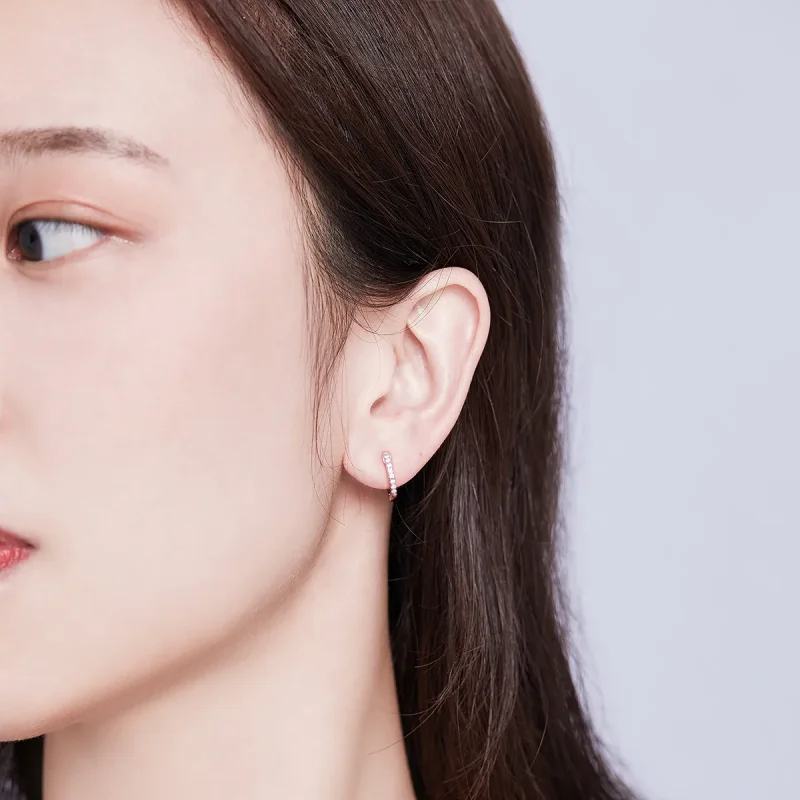 (slika za) Srebrni majhni okrogli obročasti uhani v stilu Pandora - SCE498-A - Ogled 5