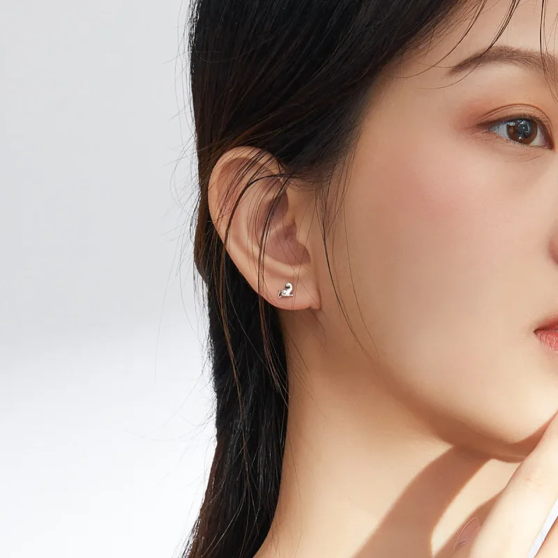 (slika za) Srebrni nagajivi mačji uhani v slogu Pandora - SCE832 - Ogled 5