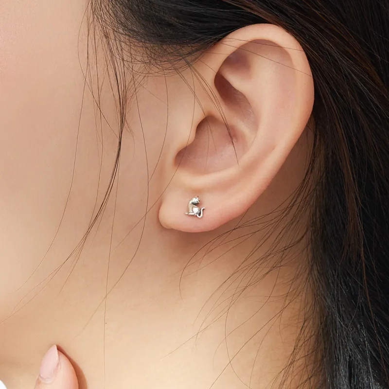 (slika za) Srebrni nagajivi mačji uhani v slogu Pandora - SCE832 - Ogled 6