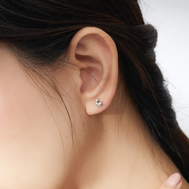 (slika za) Srebrni nagajivi mačji uhani v slogu Pandora - SCE832 - Ogled 7