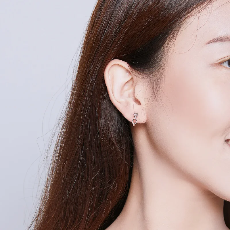 (slika za) Srebrni neskončni ljubezenski uhani v slogu Pandora - SCE743 - Ogled 5