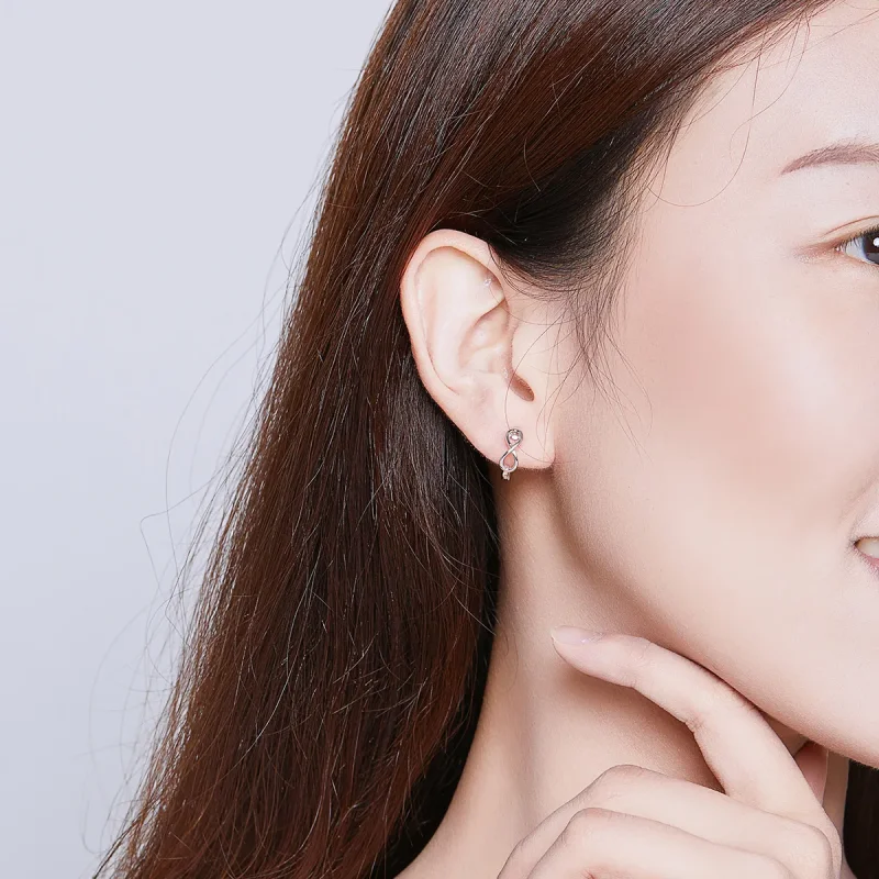 (slika za) Srebrni neskončni ljubezenski uhani v slogu Pandora - SCE743 - Ogled 6