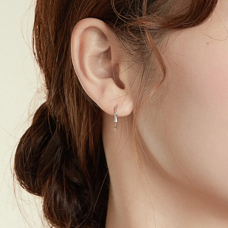 (slika za) Srebrni obročasti uhani iz bambusa v stilu Pandora - SCE988 - Ogled 5