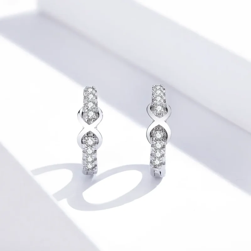 (slika za) Srebrni obročasti uhani s simbolom neskončnosti v stilu Pandora - SCE872 - Ogled 4