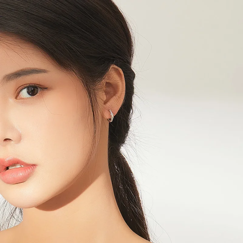 (slika za) Srebrni obročasti uhani s simbolom neskončnosti v stilu Pandora - SCE872 - Ogled 6