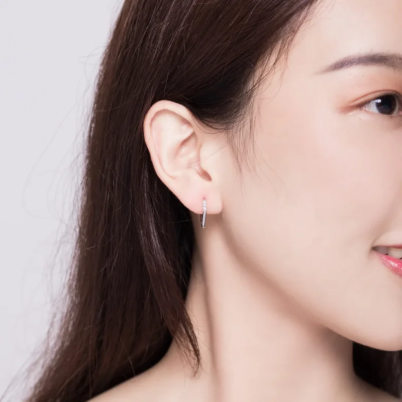 (slika za) Srebrni obročasti uhani v slogu Pandora z geometrijo - BSE162 - Ogled 7