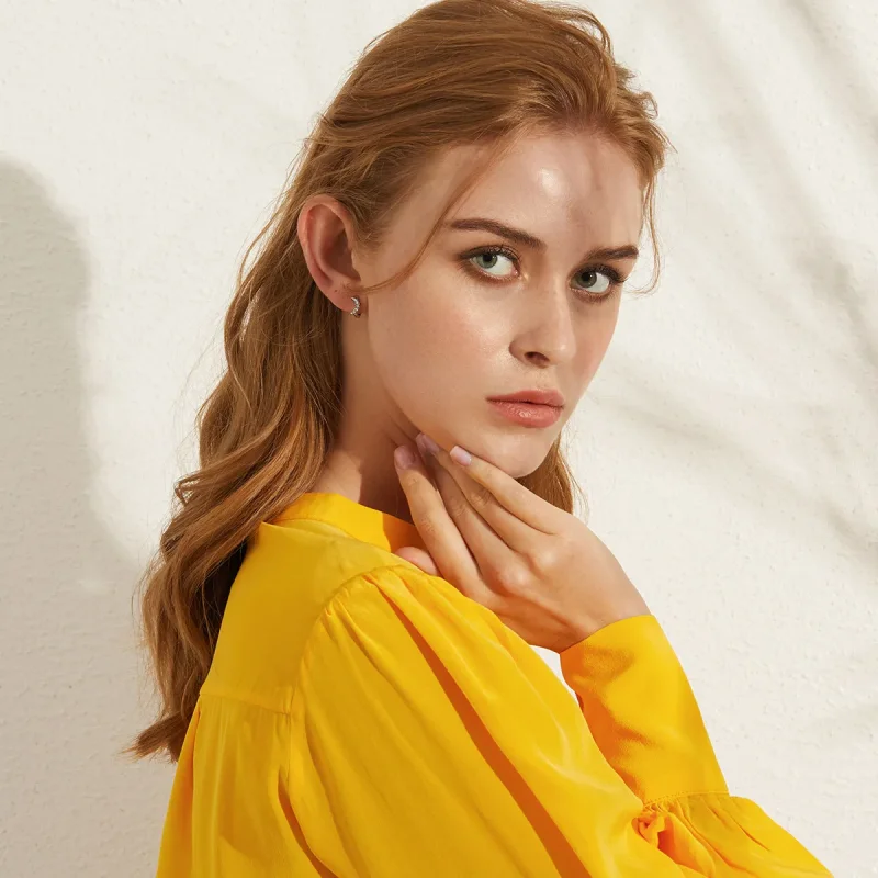 (slika za) Srebrni obročki z luno in zvezdami v slogu Pandora - BSE289 - Ogled 8