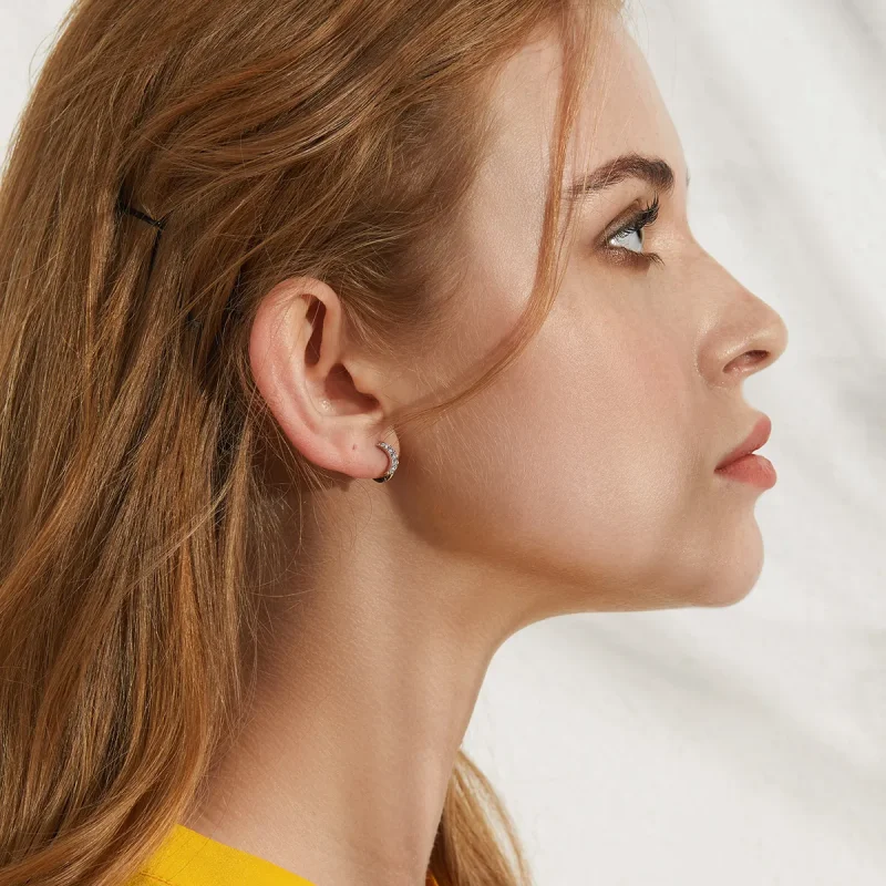 (slika za) Srebrni obročki z luno in zvezdami v slogu Pandora - BSE289 - Ogled 9