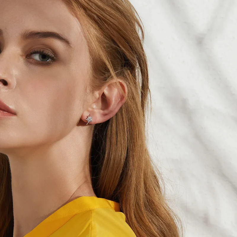 (slika za) Srebrni obročki z luno in zvezdami v slogu Pandora - BSE289 - Ogled 10