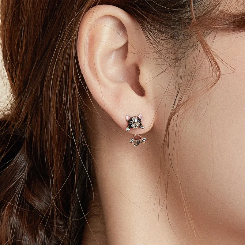 (slika za) Srebrni pasji uhani v slogu Pandora - SCE978 - Ogled 7