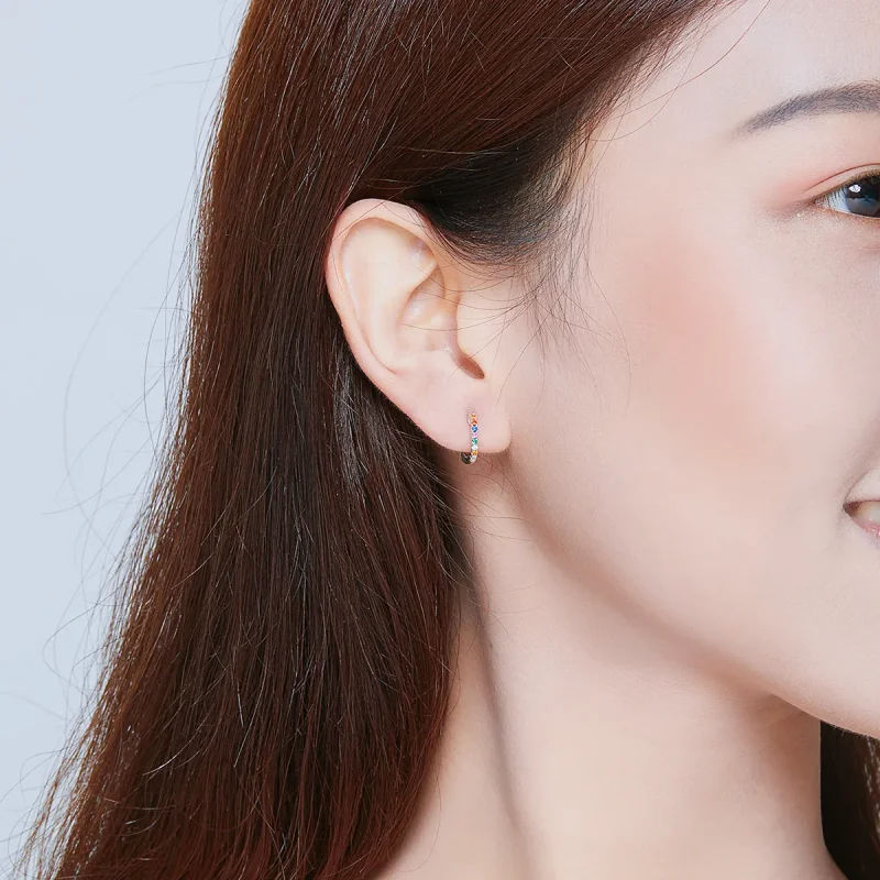 (slika za) Srebrni pisani uhani iz cirkona v slogu Pandora - SCE721 - Ogled 7