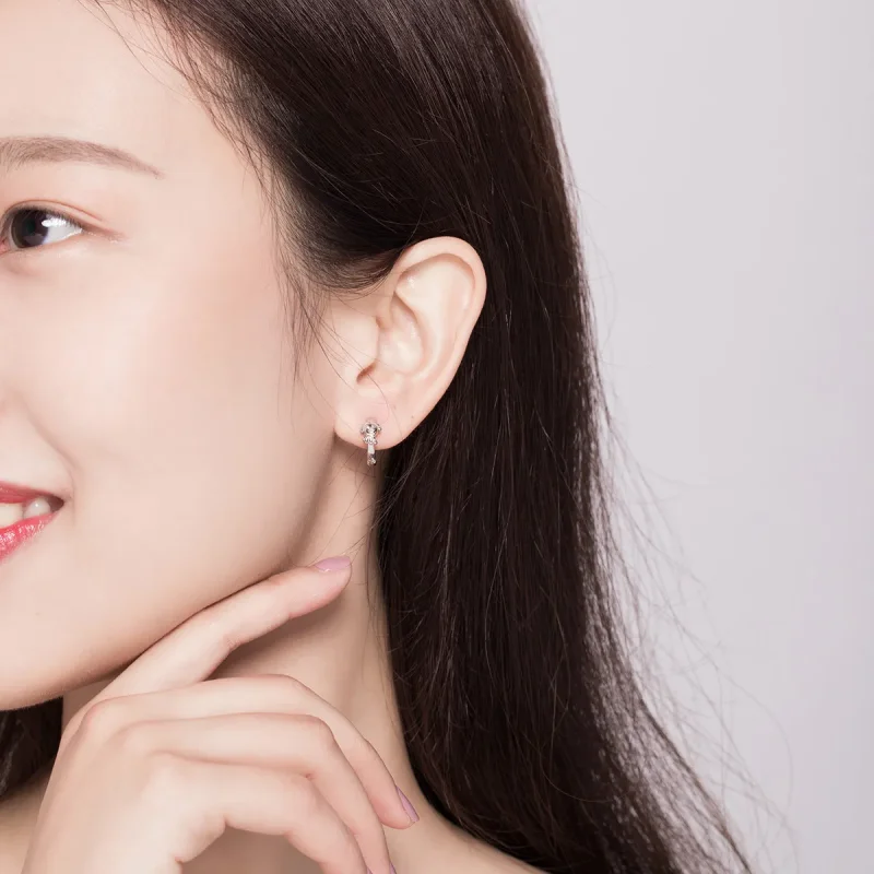 (slika za) Srebrni pošteni uhani s kužkom v slogu Pandora - SCE662 - Ogled 5