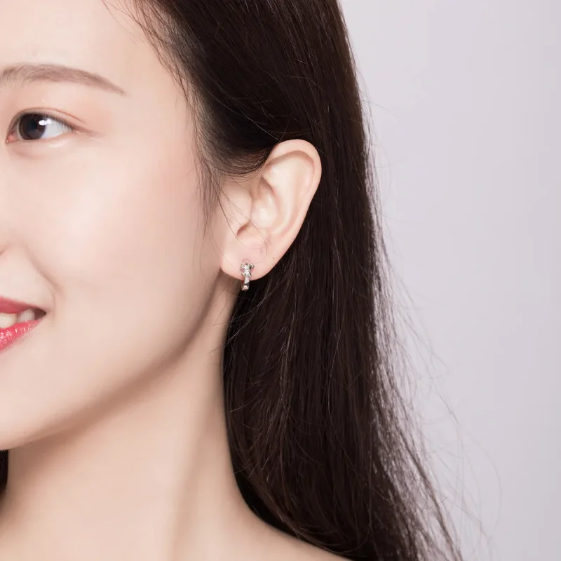 (slika za) Srebrni pošteni uhani s kužkom v slogu Pandora - SCE662 - Ogled 7