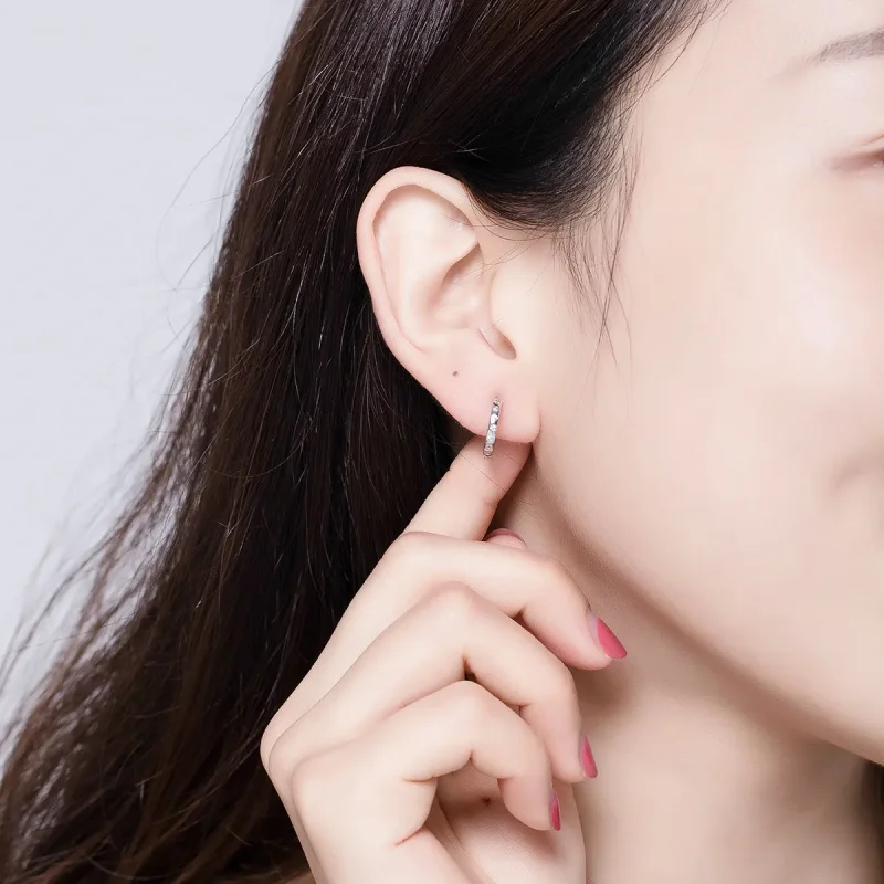 (slika za) Srebrni preprosti obročasti uhani v slogu Pandora - BSE101 - Ogled 6