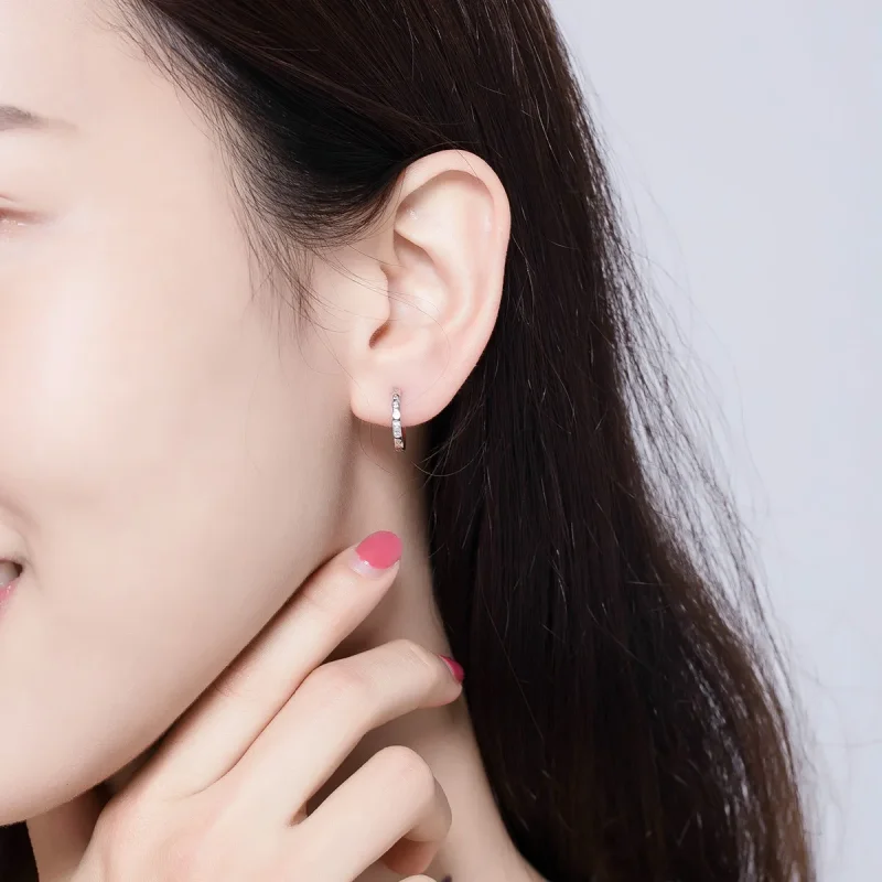 (slika za) Srebrni preprosti obročasti uhani v slogu Pandora - BSE101 - Ogled 7