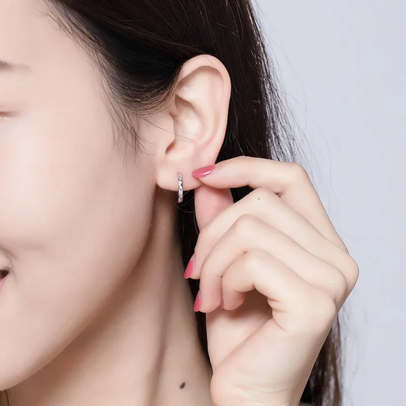 (slika za) Srebrni preprosti obročasti uhani v slogu Pandora - BSE101 - Ogled 8