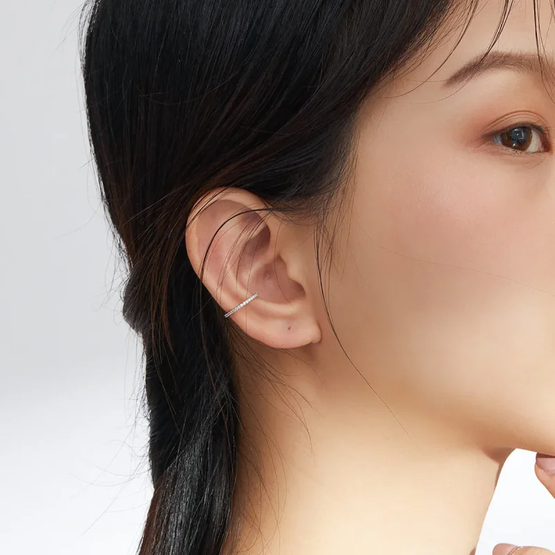 (slika za) Srebrni preprosti obročasti uhani v slogu Pandora - SCE842 - Ogled 5