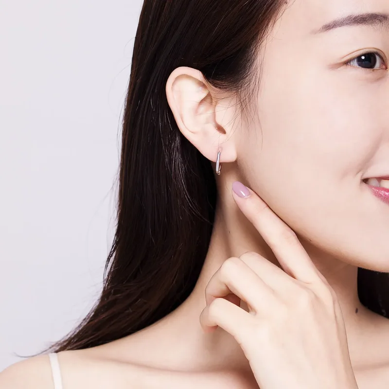 (slika za) Srebrni preprosti uhani v stilu Pandora, obročasti uhani - SCE622 - Ogled 6