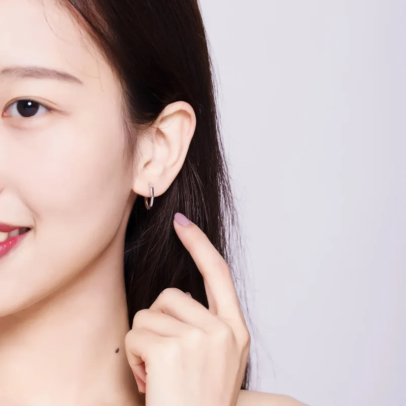 (slika za) Srebrni preprosti uhani v stilu Pandora, obročasti uhani - SCE622 - Ogled 7