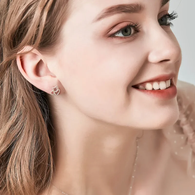 (slika za) Srebrni prikupni mačji uhani v slogu Pandora - SCE271 - Ogled 9