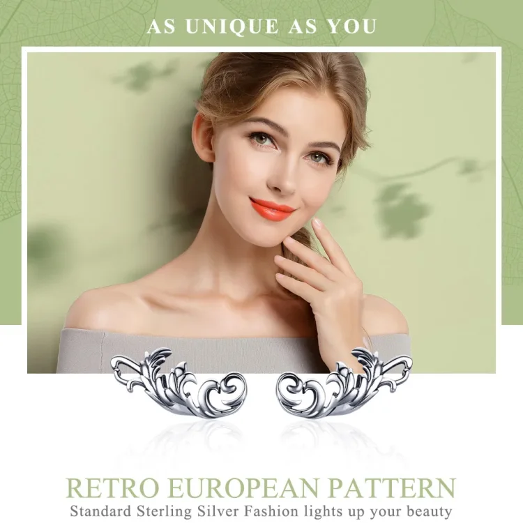 Srebrni retro evropski uhani s cvetlicami v slogu Pandora - SCE580
