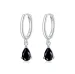 Srebrni črni viseči uhani v slogu Pandora - SCE1018-BK