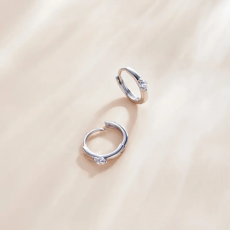(slika za) Srebrni sijoči diamantni obročasti uhani v stilu Pandora - SCE1050-A - Ogled 3