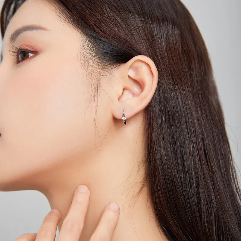 (slika za) Srebrni sijoči diamantni obročasti uhani v stilu Pandora - SCE1050-A - Ogled 6