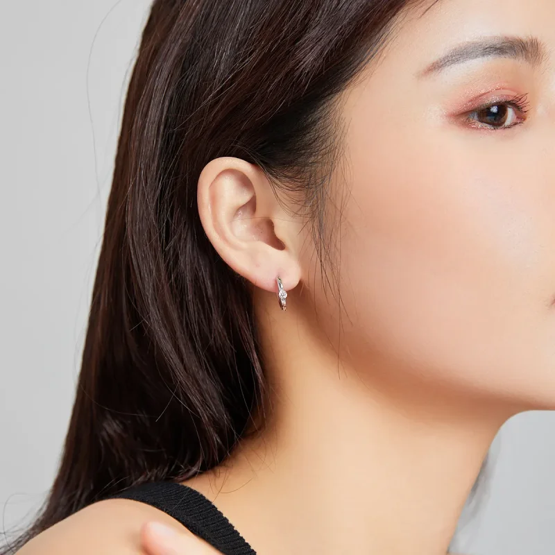 (slika za) Srebrni sijoči diamantni obročasti uhani v stilu Pandora - SCE1050-A - Ogled 7