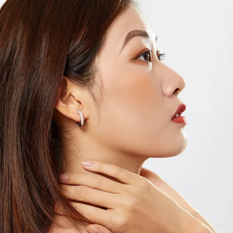 (slika za) Srebrni sijoči obročasti uhani v stilu Pandora - BSE300 - Ogled 7