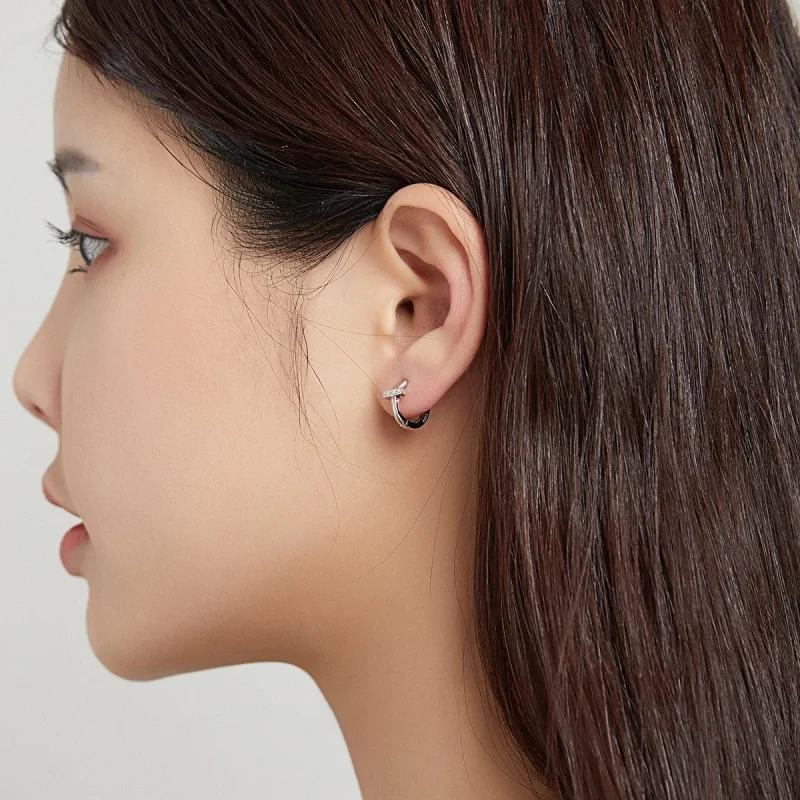 (slika za) Srebrni sijoči obročasti uhani v stilu Pandora - SCE1041 - Ogled 6