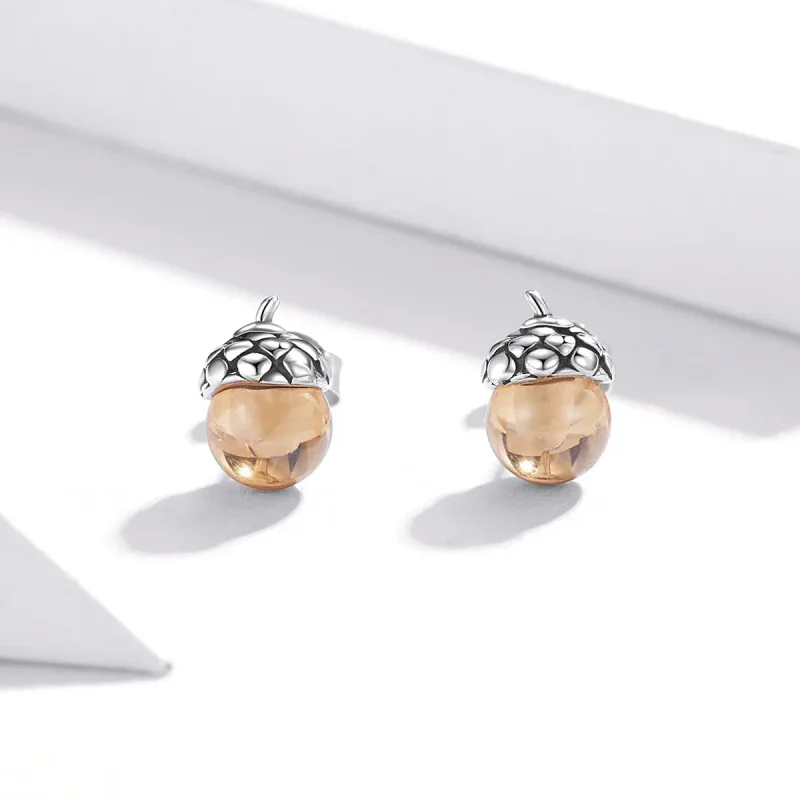 (slika za) Srebrni sijoči uhani v slogu Pandora Fruit of the Oak Tree - SCE935 - Ogled 2