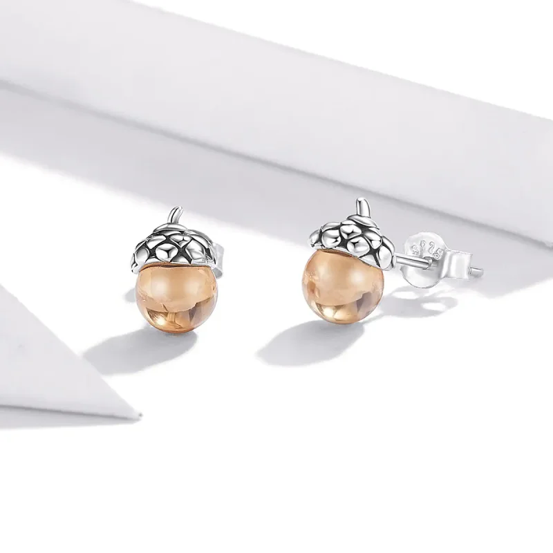 (slika za) Srebrni sijoči uhani v slogu Pandora Fruit of the Oak Tree - SCE935 - Ogled 3