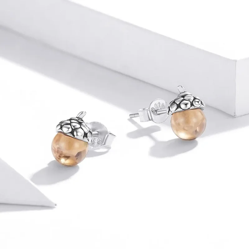 (slika za) Srebrni sijoči uhani v slogu Pandora Fruit of the Oak Tree - SCE935 - Ogled 4