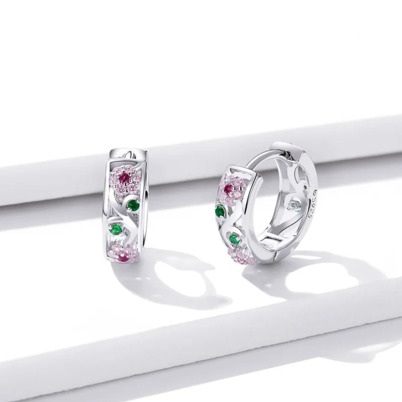 (slika za) Srebrni skrivni vrtni uhani v slogu Pandora - BSE403 - Ogled 3