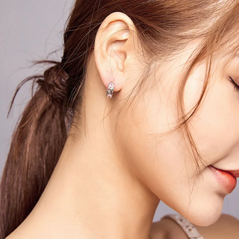 (slika za) Srebrni skrivni vrtni uhani v slogu Pandora - BSE403 - Ogled 6