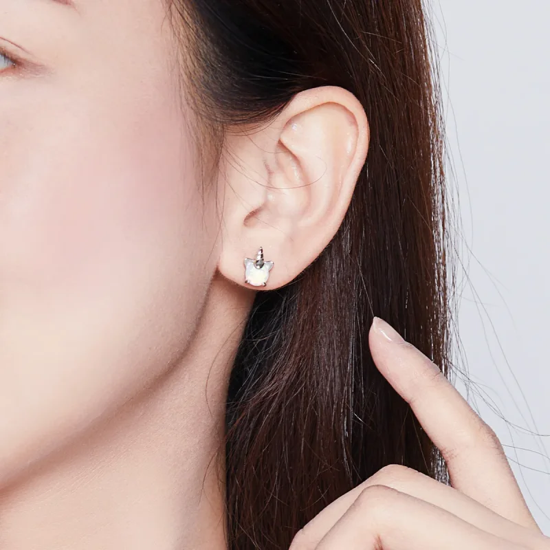 (slika za) Srebrni srčkani uhani s samorogi v slogu Pandora - SCE737 - Ogled 8