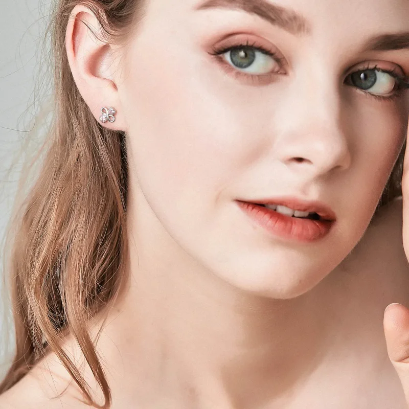 (slika za) Srebrni uhani neskončne ljubezni v slogu Pandora - SCE455 - Ogled 3