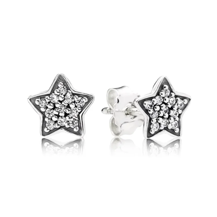 Srebrni uhani PANDORA Pavé Star Stud - 290546CZ