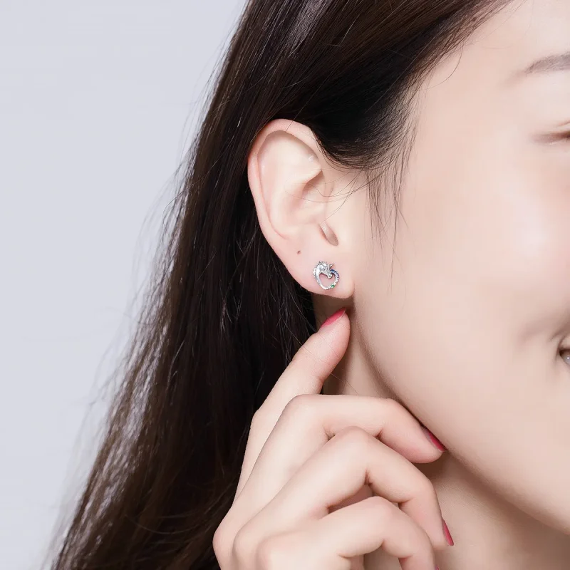 (slika za) Srebrni uhani s samorogom v stilu Pandora - SCE611 - Ogled 4