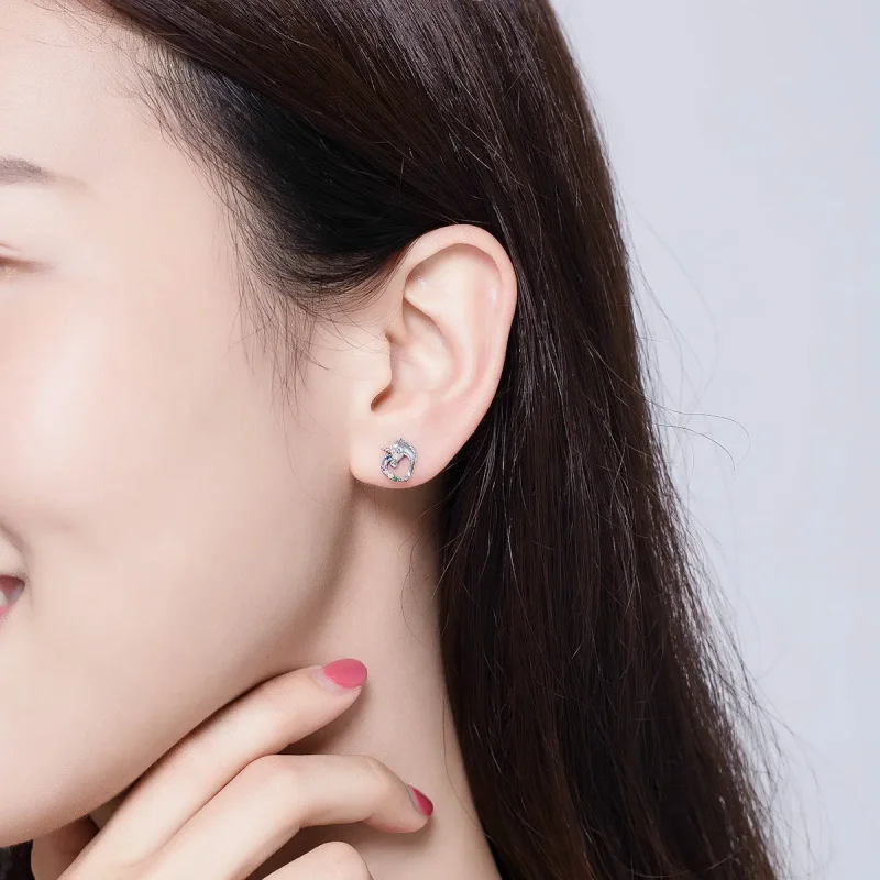 (slika za) Srebrni uhani s samorogom v stilu Pandora - SCE611 - Ogled 5