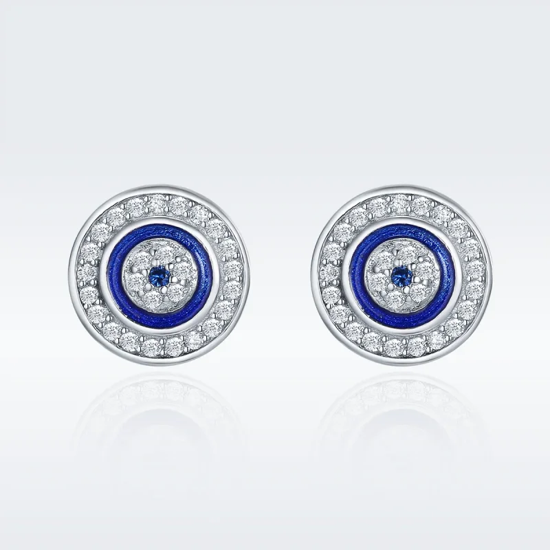 (slika za) Srebrni uhani s hudičevim očesom v stilu Pandora - SCE148 - Ogled 3