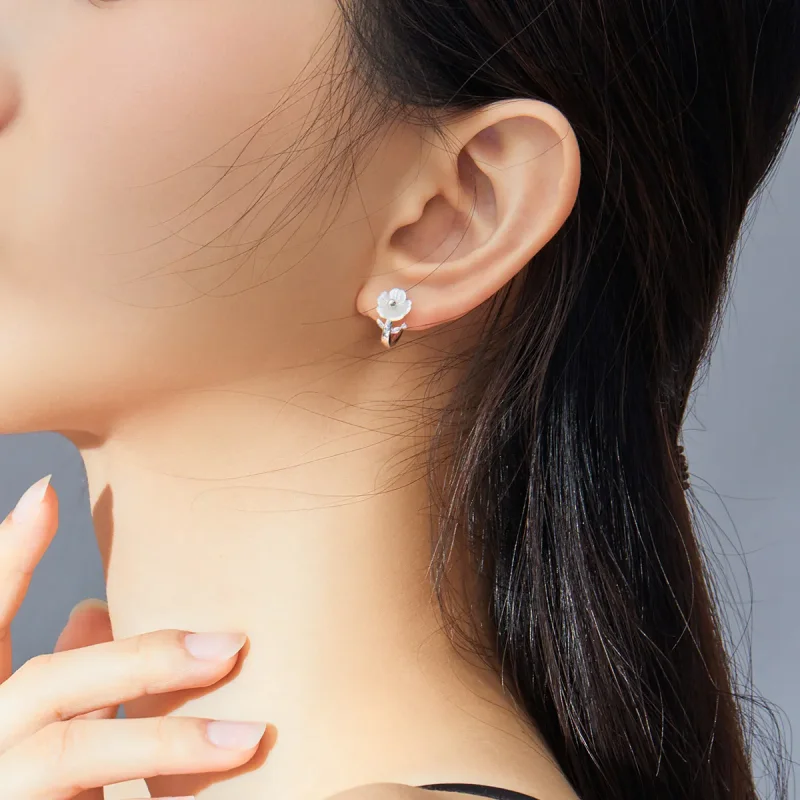 (slika za) Srebrni uhani s čistimi cvetovi v slogu Pandora - BSE321 - Ogled 7