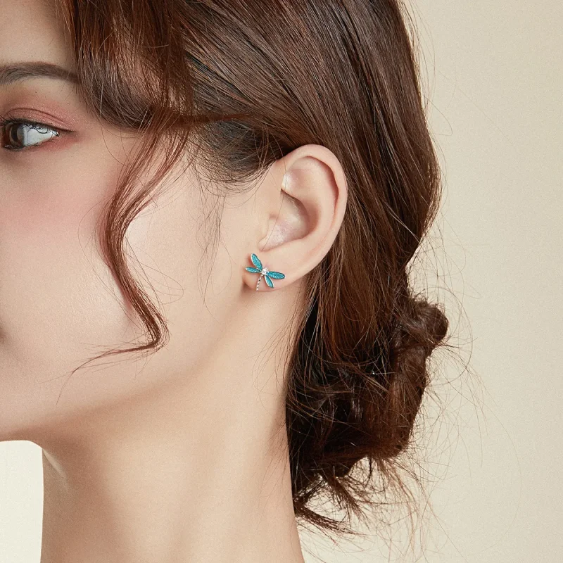 (slika za) Srebrni uhani s kačjimi pastirji v slogu Pandora - BSE455 - Ogled 8