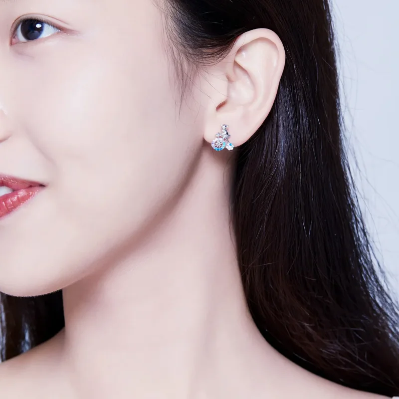 (slika za) Srebrni uhani s kolesarskim medvedom v slogu Pandora - SCE677 - Ogled 5