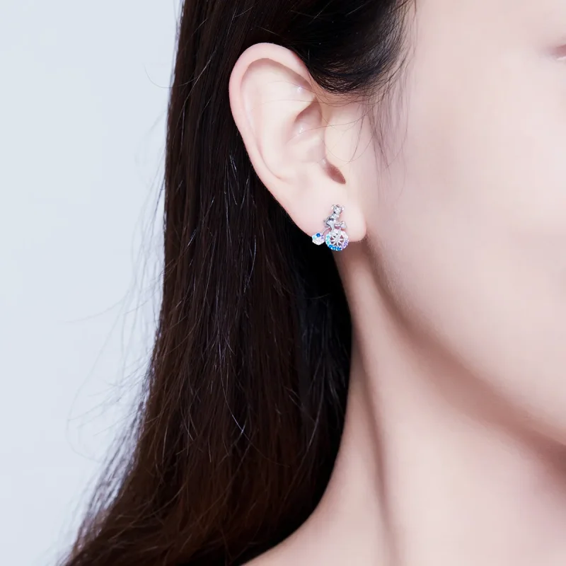 (slika za) Srebrni uhani s kolesarskim medvedom v slogu Pandora - SCE677 - Ogled 6