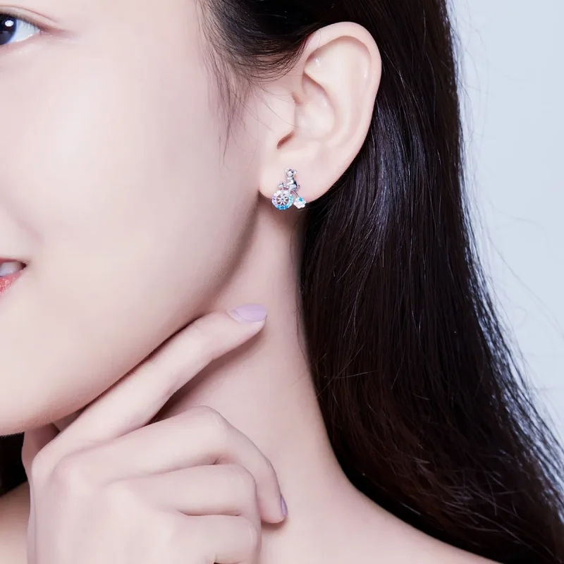 (slika za) Srebrni uhani s kolesarskim medvedom v slogu Pandora - SCE677 - Ogled 7