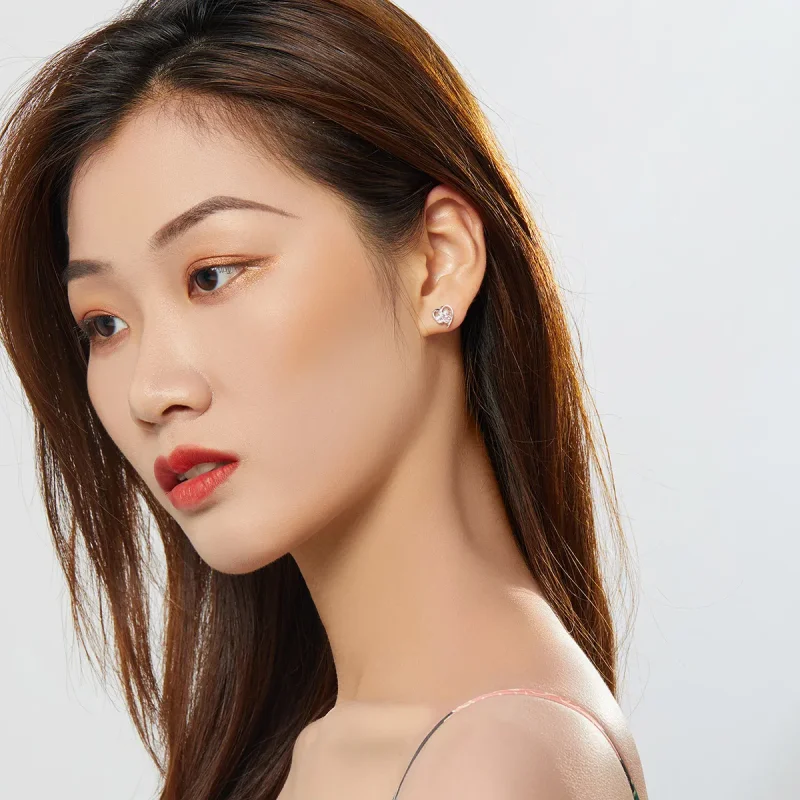 (slika za) Srebrni uhani s pasjo šapo v slogu Pandora - SCE654-Pk - Ogled 4