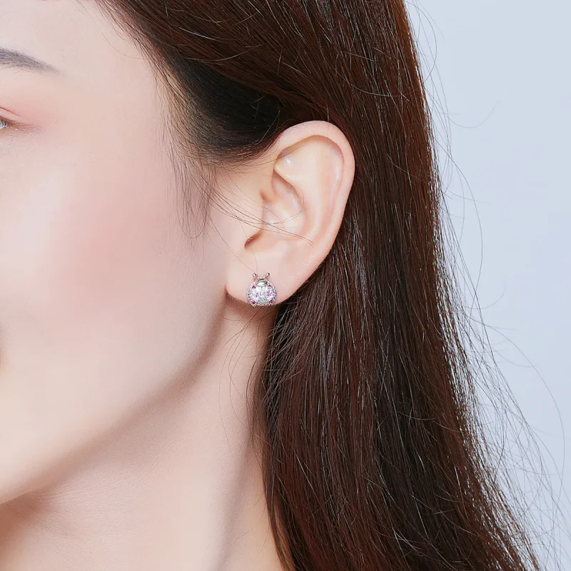 (slika za) Srebrni uhani s pikapolonico v stilu Pandora - SCE715 - Ogled 8